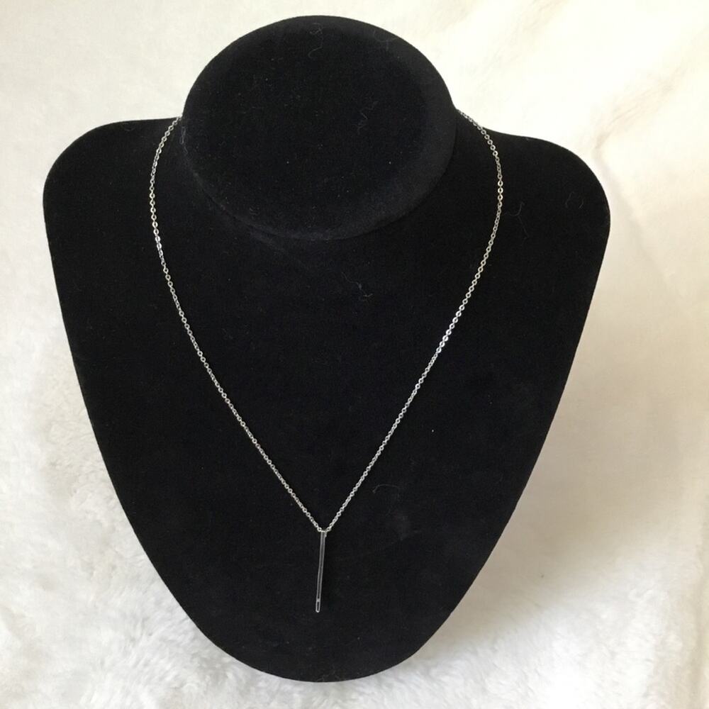 Sterling Silver Long Tiny Saw Necklace